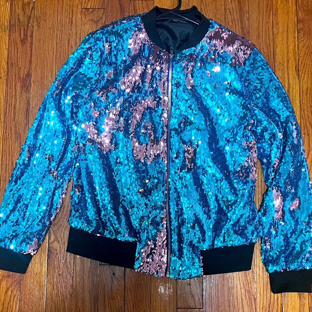 Blue sequin jacket size small